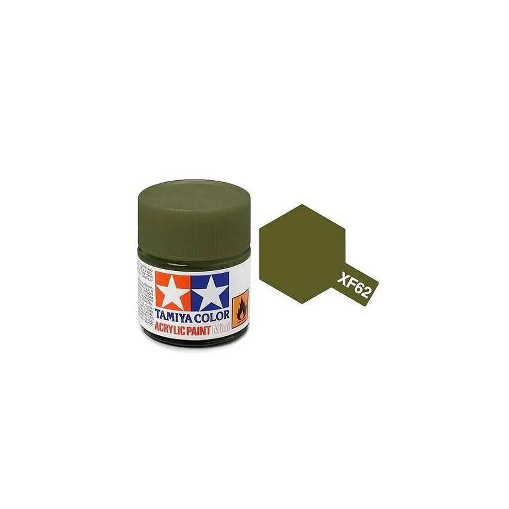 Peinture acrylique en pot - Vert Olive MAT XF62 - TAMIYA 81762 - 10ml