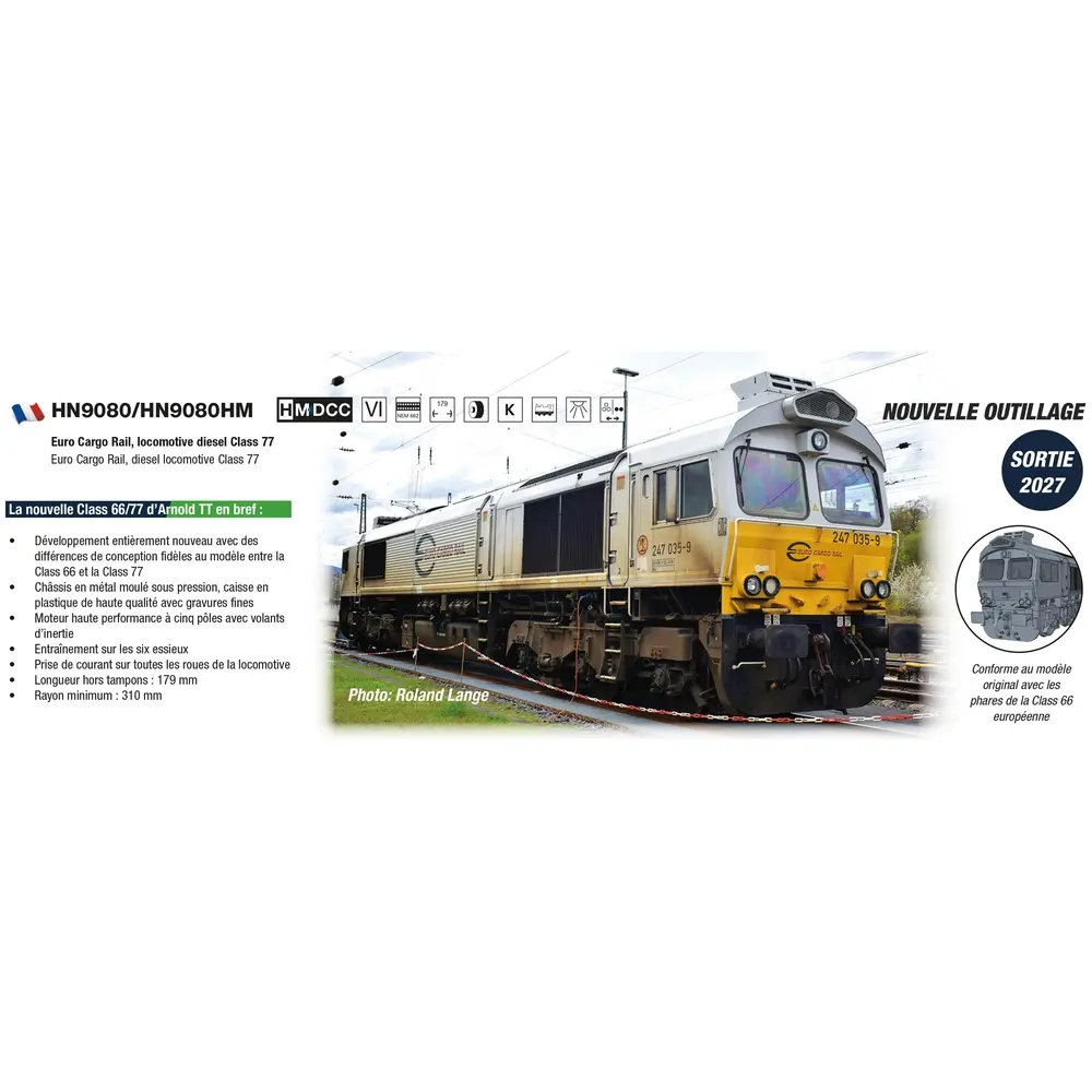 Locomotive diesel classe 77 - Arnold HN9080HM - TT 1/120 - EP VI - DCC Son