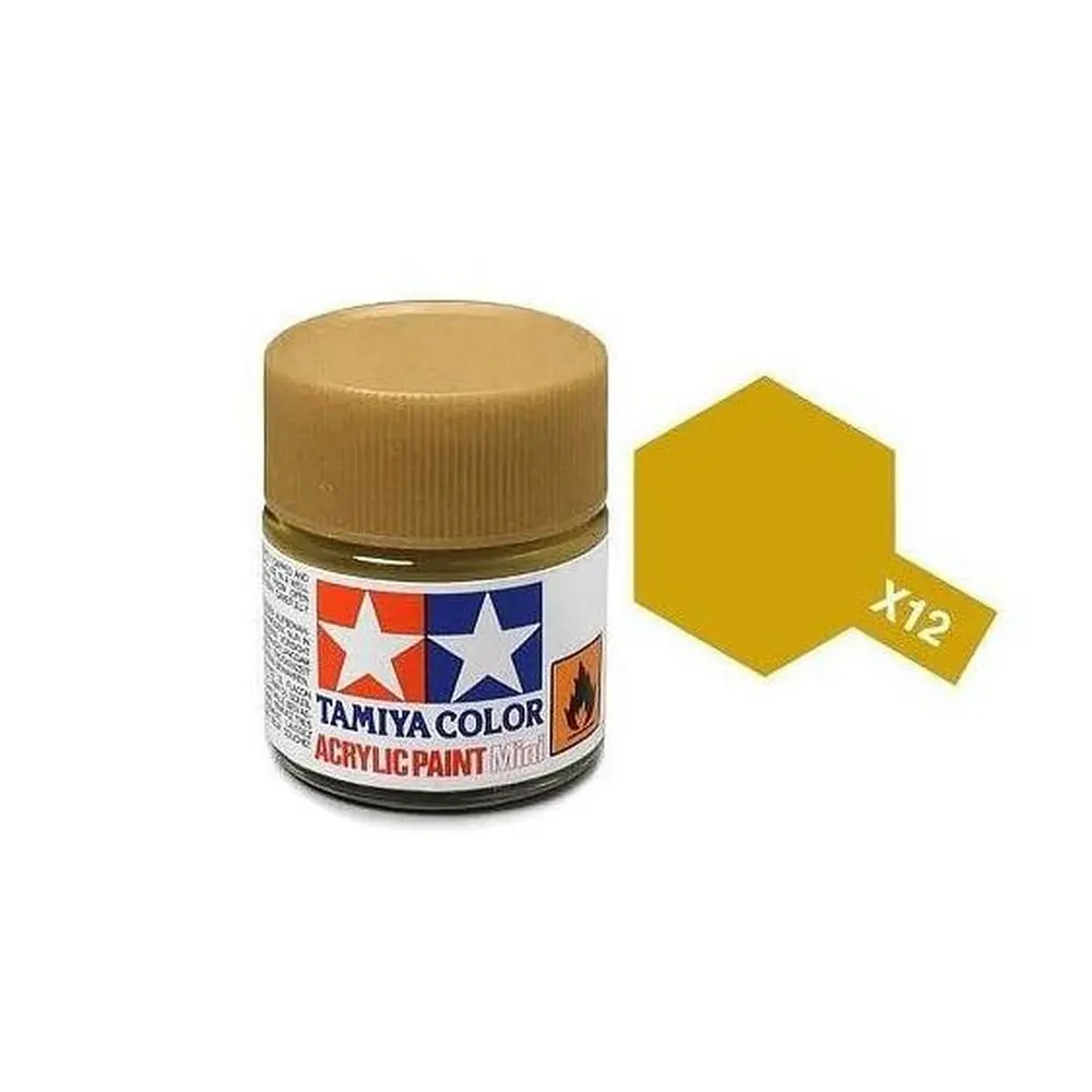 Peinture acrylique en pot - Or Métallisé Brillant X12 - TAMIYA 81512 - 10 mL