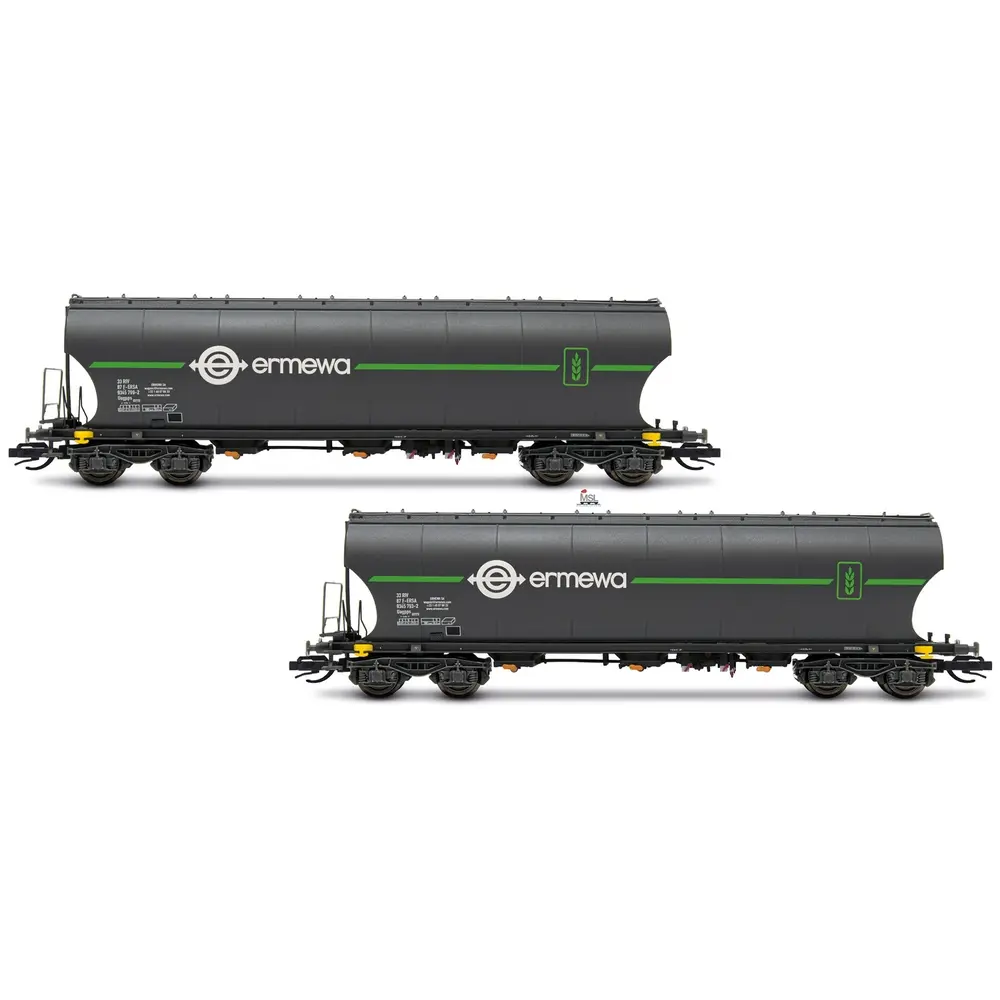 Lot de 2 wagons-silos à grains « Ermewa » - Arnold HN9764 - TT 1/120 - EP VI
