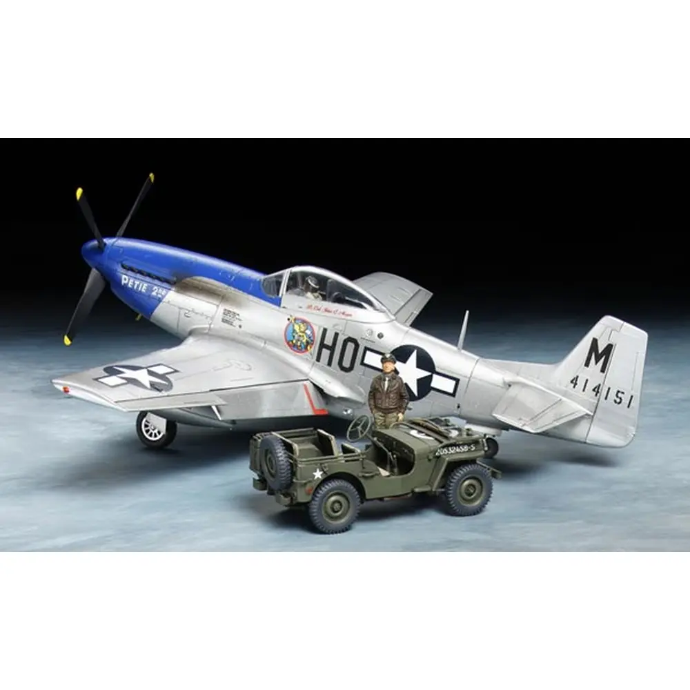 Set P-51D Mustang et Jeep 1/4-ton Light V - Tamiya 25205 - 1/48