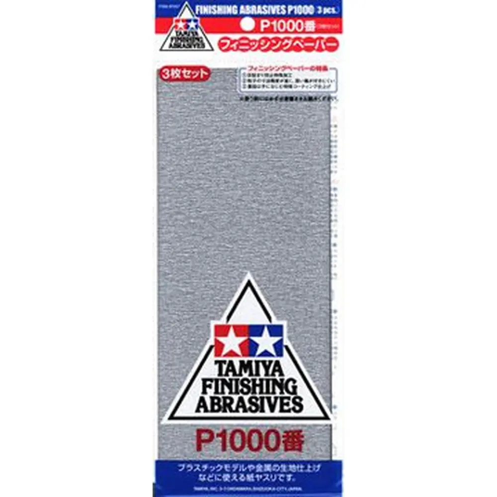 Sachet de 3 Papiers Abrasifs P1000 - Tamiya 87057