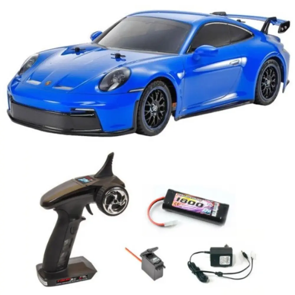 Porsche 911 GT3 (992) + Kit RTR Radio Racer 3S + Accu NiMH 1800mAh + Chargeur + Servo- TT02 - Tamiya 47496L - 1/10