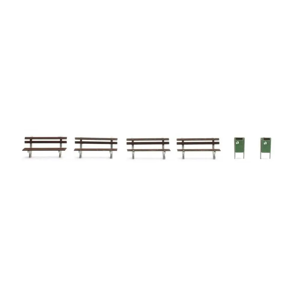 Bancs de parc avec poubelles - HO 1/87 - Artitec 387.244
