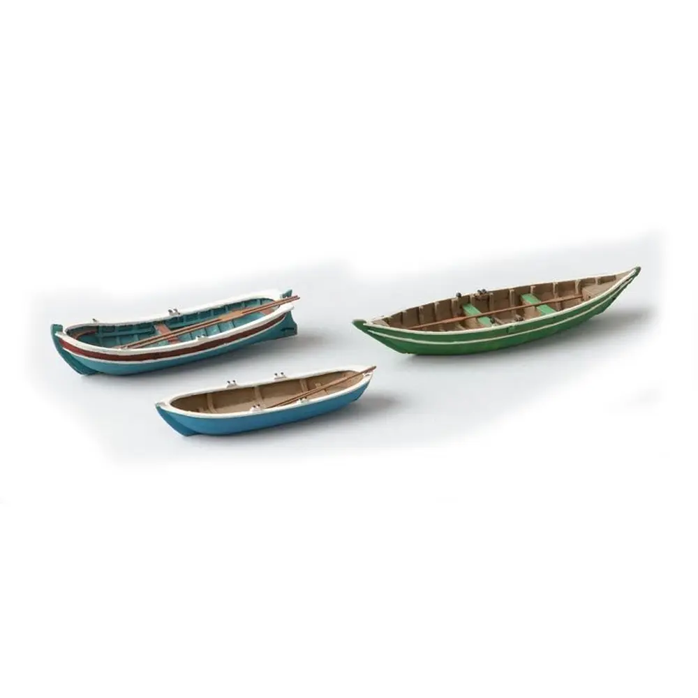 Lot de 3 barques bleues et vertes - Artitec 387.08 - HO : 1/87