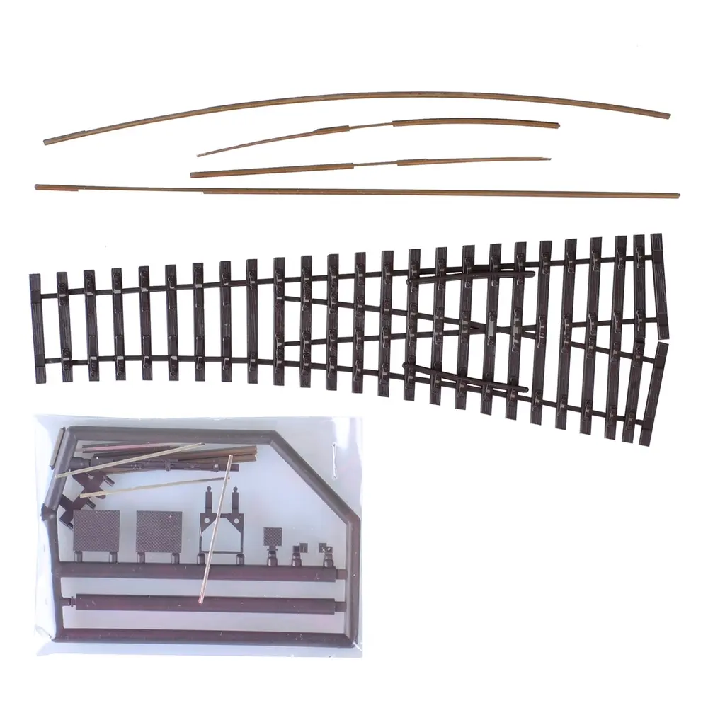 Kit d'aiguillage droit, angle de cœur 15° - Tillig bahn 85423 - HO 1/87