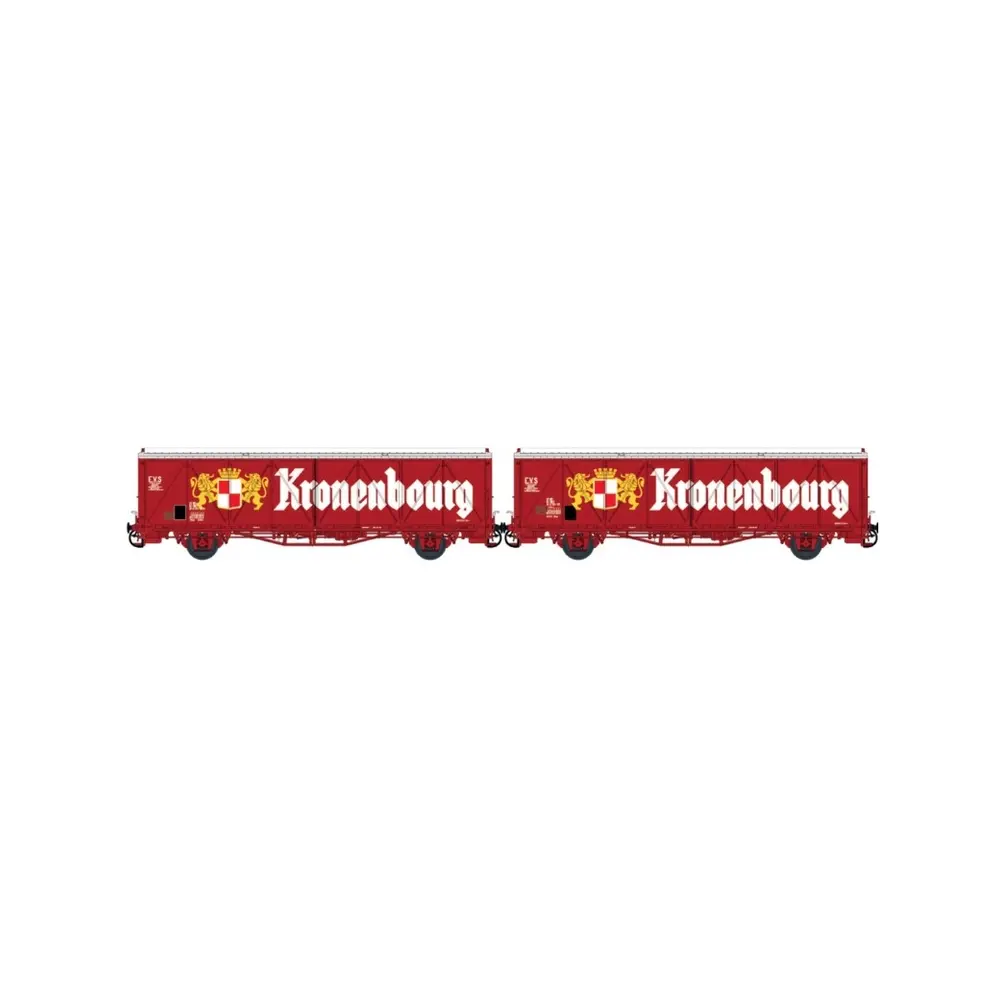 Set de 2 wagons SNAV toits bas EVS Kronembourg - Trains160 16043 - N 1/160 - SNCF - Ep IV-V - 2R