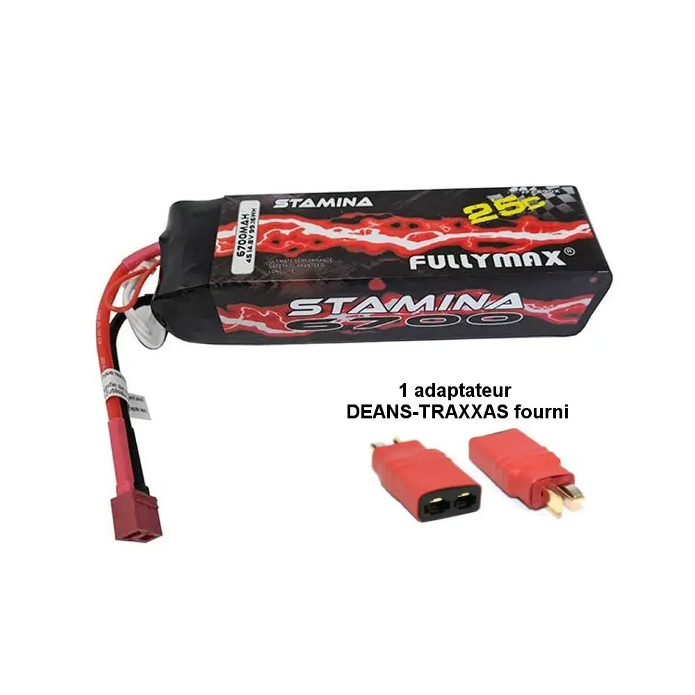 Batterie LiPo 4S 14,8V 6700mAh 25C Dean ( adaptateur Traxxas ) - Traxxas F2890X