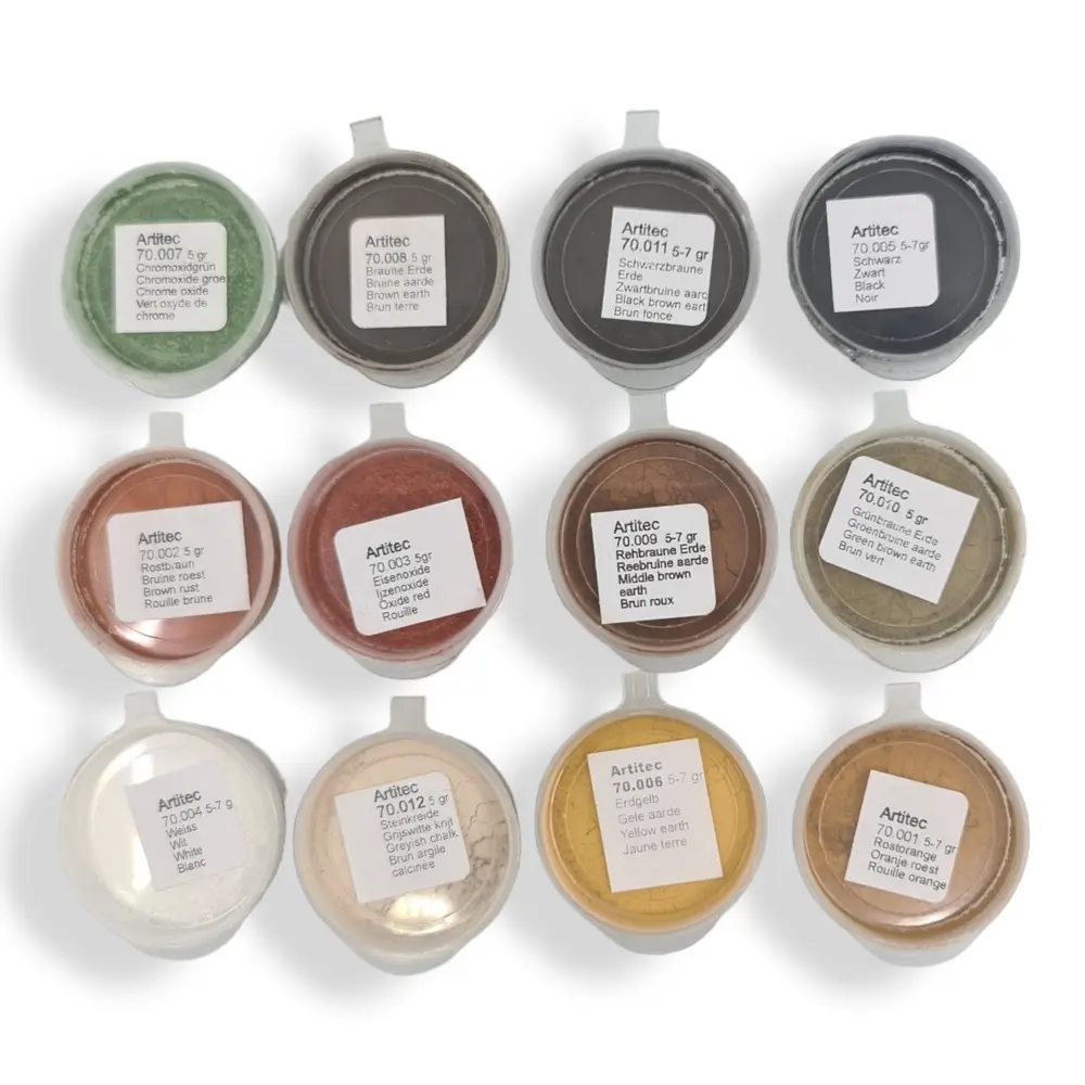 Lot de 12 poudres de différentes couleurs - Artitec 70.000 - HO 1/87