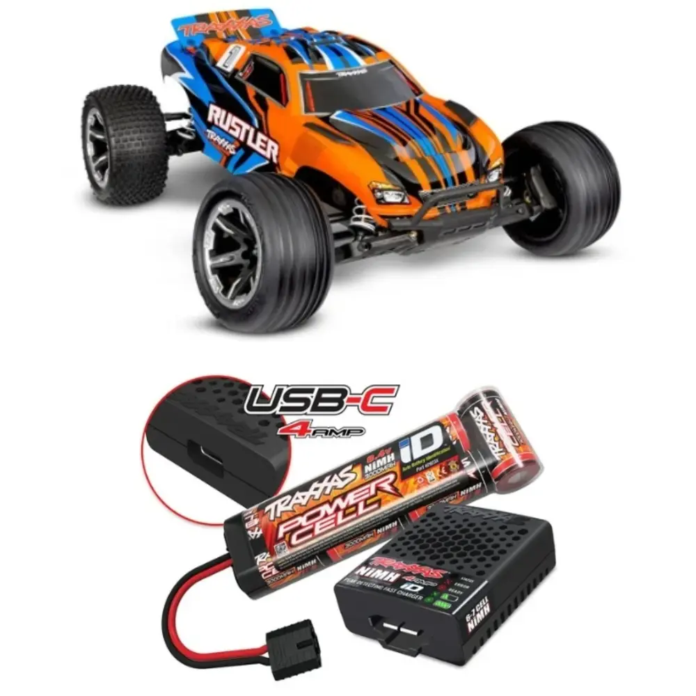 Rustler 2wd XL-5 TQ Clipless RTR + accus, chargeur - Traxxas 37254-8-ORNG - 1/10