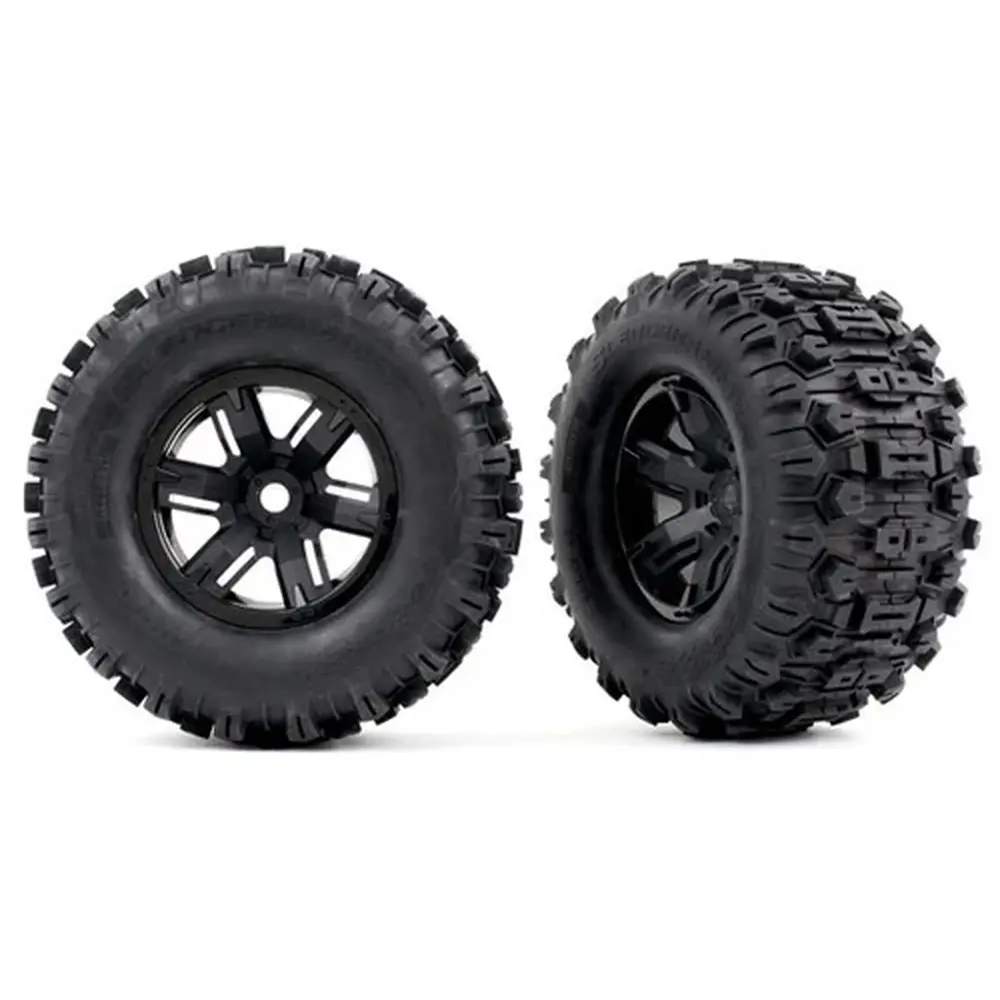 2 pneus Sledgehammer renforcés + jantes noires pour X-Maxx - Traxxas 7871