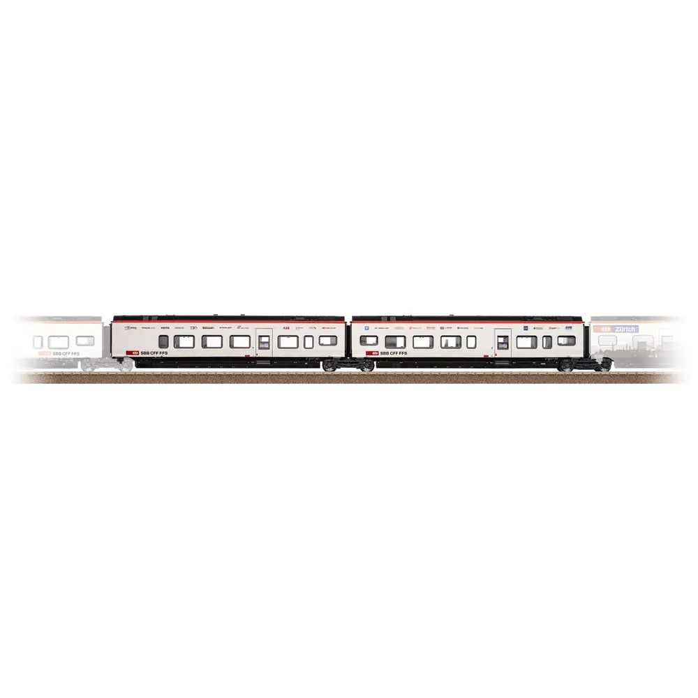 Set de voitures de complément 2 pour le RABe 501 Giruno - Trix 23285 - HO 1/87 - Ep VI
