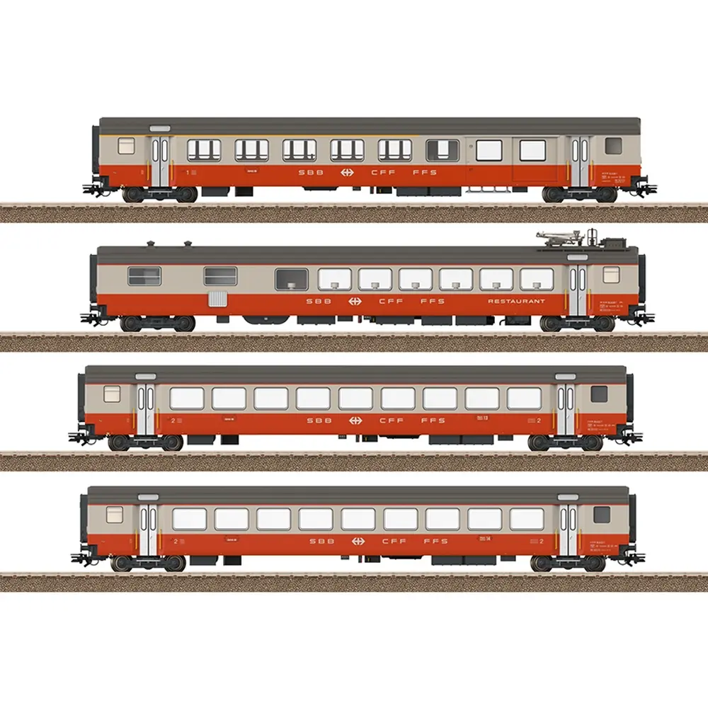 Coffret de voitures voyageurs Swiss Express - Trix T23690 - SBB/CFF/FFS - HO 1/87 - EP. IV - 2R