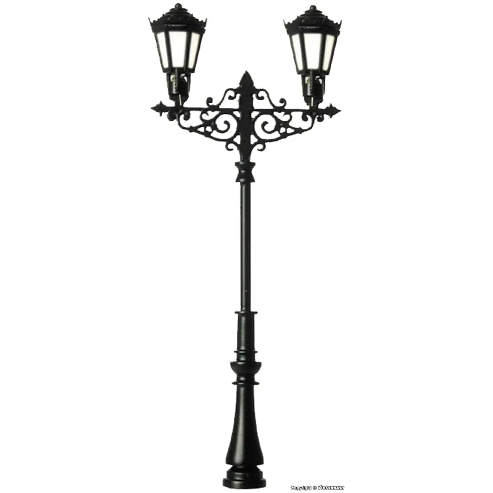 Lampadaire - Bec de Gaz Double - LED - Hauteur 55mm - Viessmann 6397 - HO: 1/87