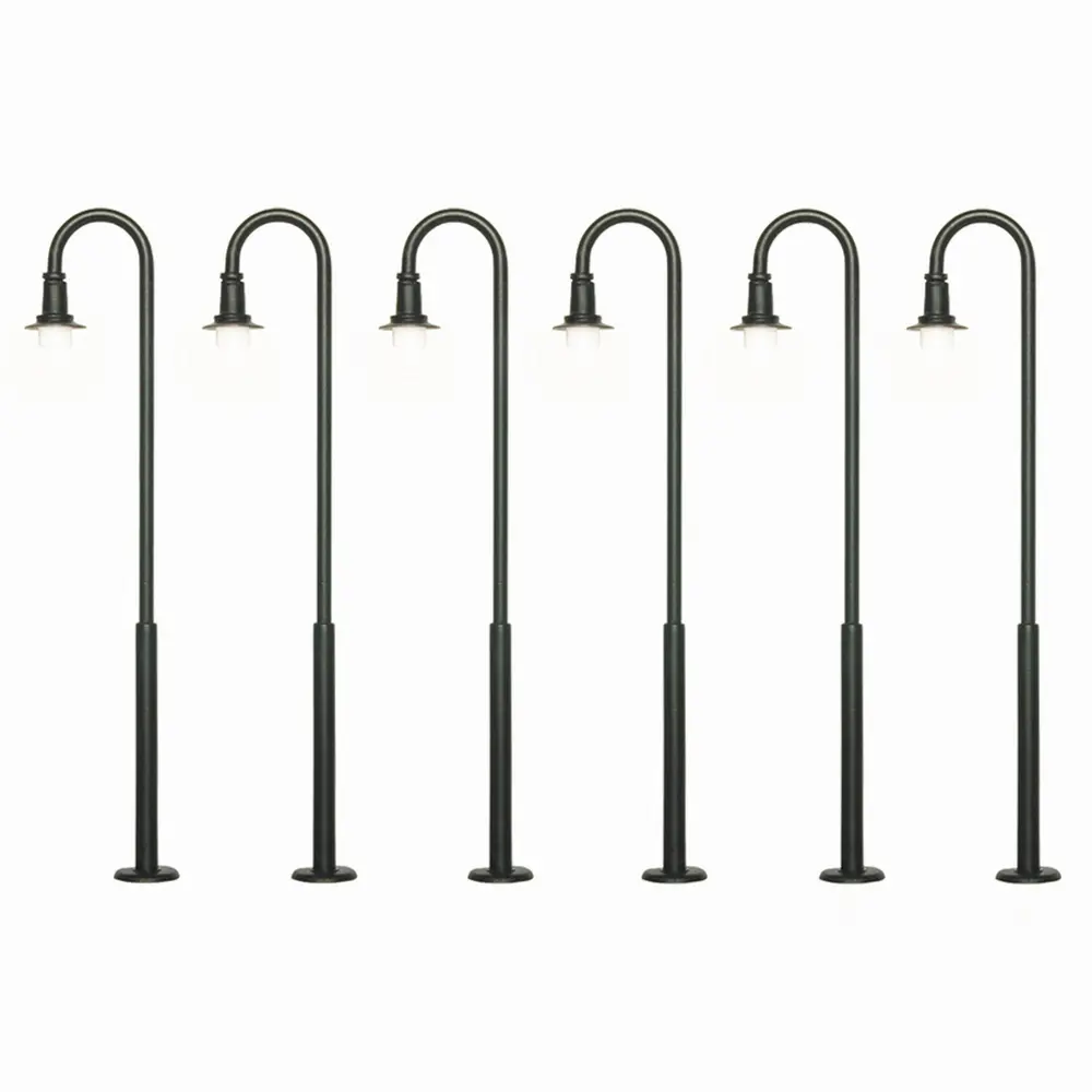Lampadaires coudés, LED blanc chaud, 5 + 1 - Viessmann 61406 - HO 1/87