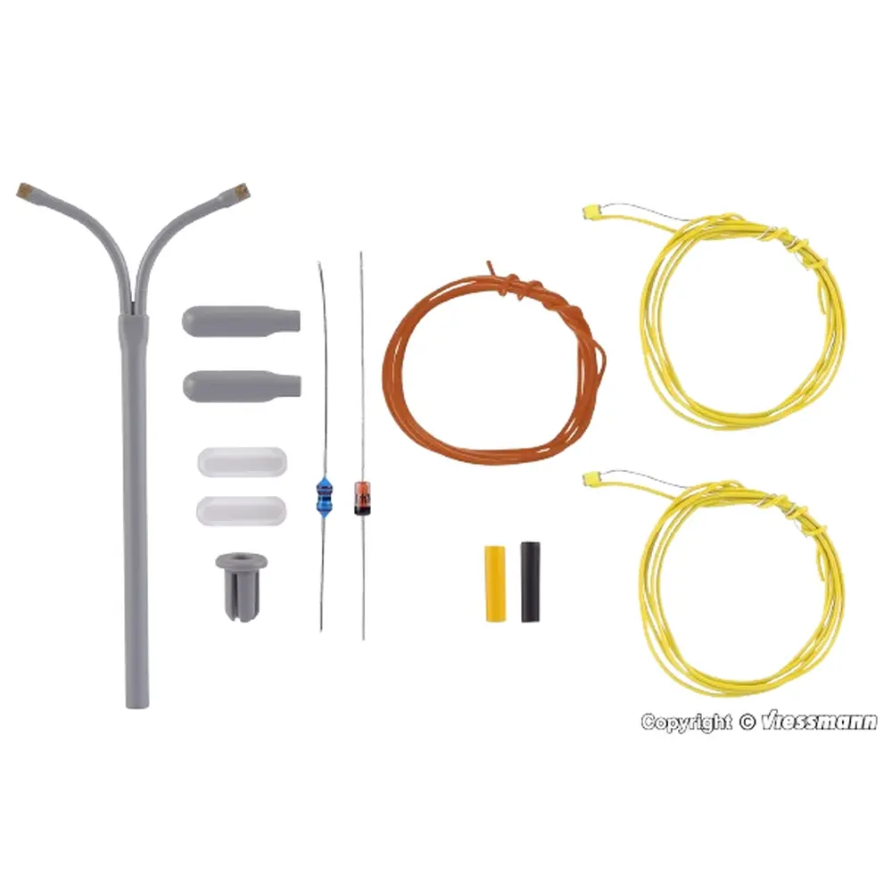 Kit d'Eclairage Double Fouet + LED Blanche - Hauteur 54mm - Viessmann 6623 - N: 1/160