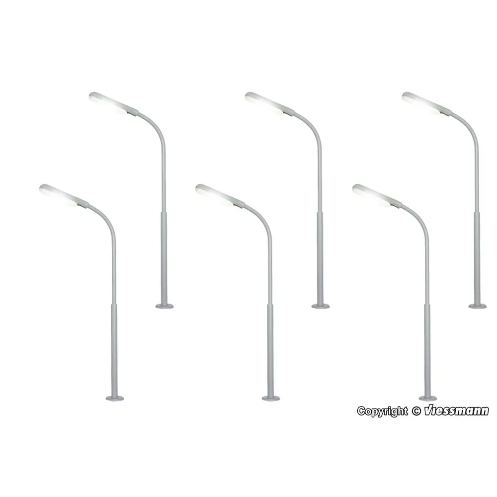 Lot de 6 lampadaires de rue type fouet VIESSMANN 60906 - HO 1/87