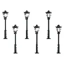 Lot de 6 lanternes de parc Viessmann 64706 - N 1/160 - éclairage LED - hauteur 33 mm