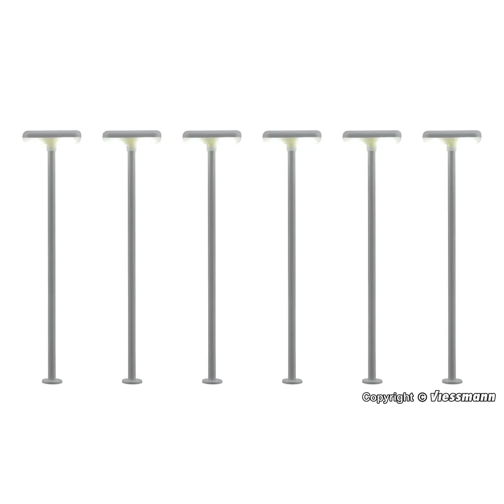 Lot de 6 lampes de quai à 2 LED blanches VIESSMANN 63646 - HO 1/87