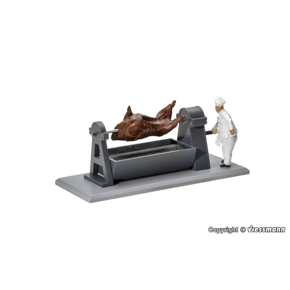 Grill : bœuf tournant / braises incandescentes, avec chef - VIESSMANN 1552 - HO 1/87