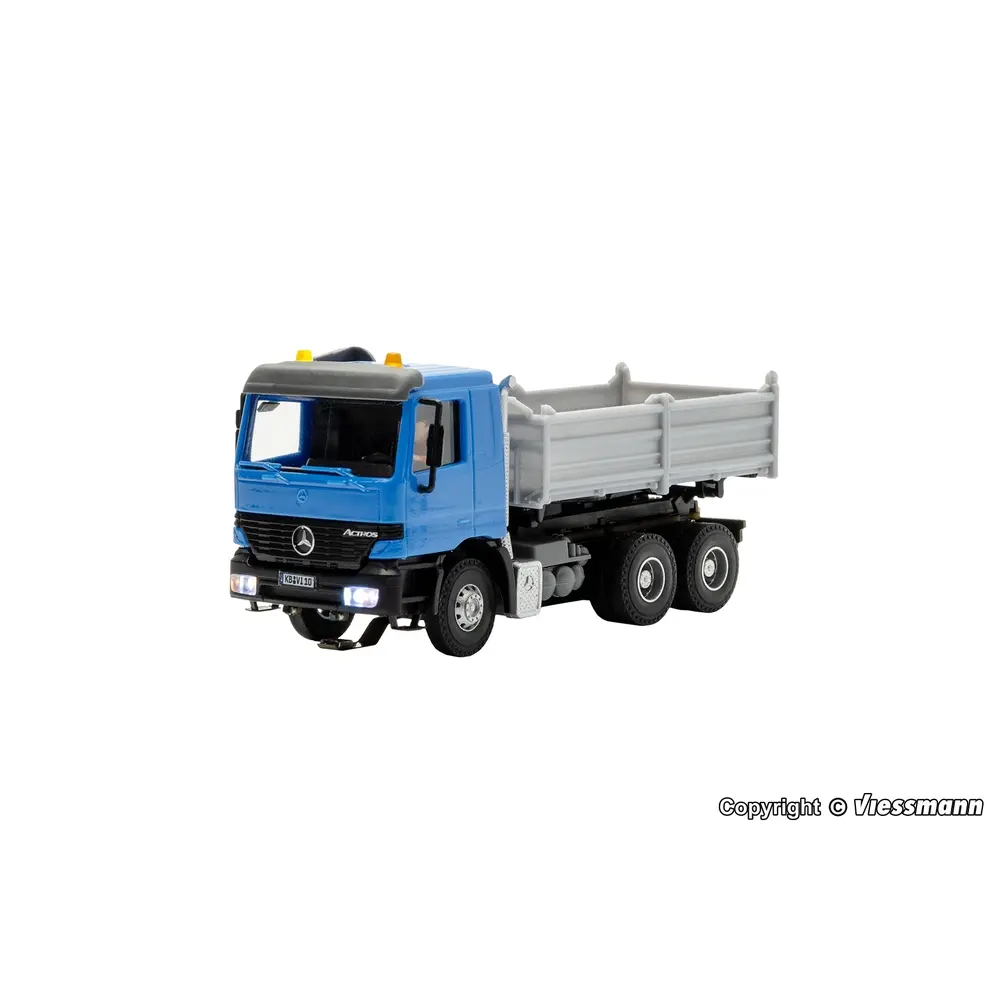Camion benne motorisé Mercedes-Benz ACTROS Viessmann 8010 - HO 1/87  livrée Bleue