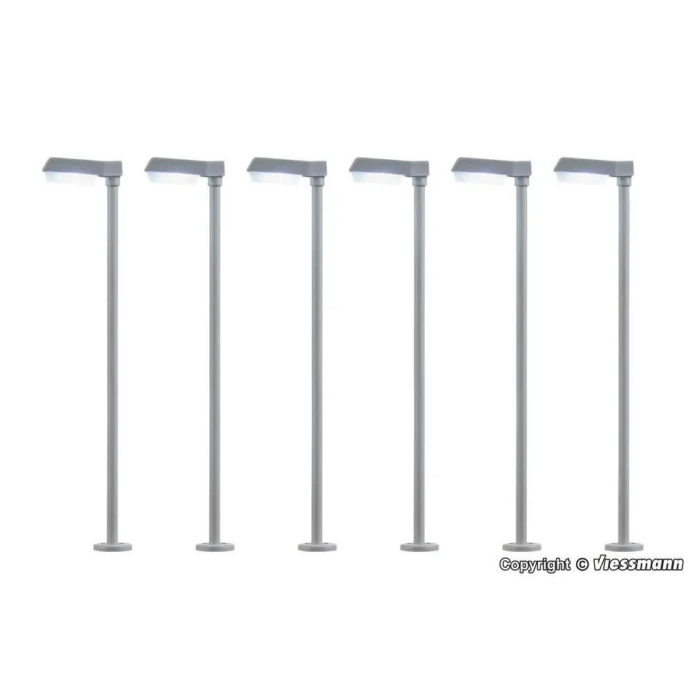 6 Lampadaires moderne LED blanc - Viessmann 64976 - N 1/160