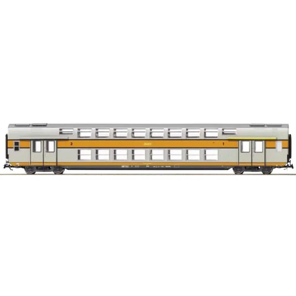 Voiture VB2N mixte première/seconde classe avec logo encadré jaune - Vitrains 3159 - HO 1/87