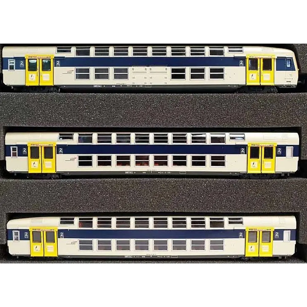 Coffret 3 voitures VB2N seconde classe livrée NORD PAS DE CALAIS avec logo casquette