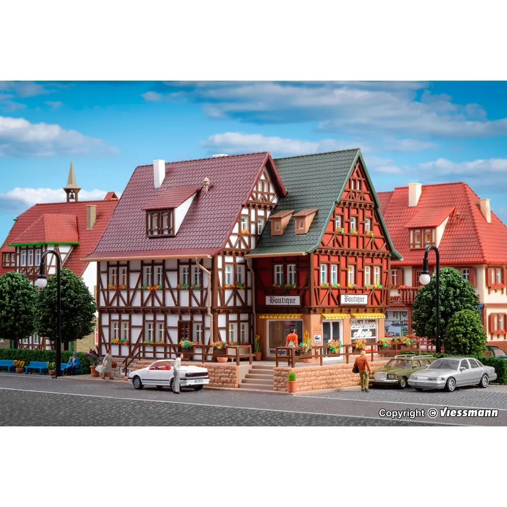 Boutique aménagée avec éclairage intérieur fonctionnel - Vollmer 43694 - HO 1/87