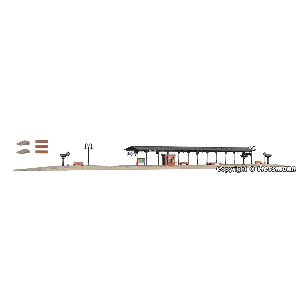 Quai de gare couvert Baden-Baden - Vollmer 47504 - N 1/160 - 65 x 35 x 45 mm