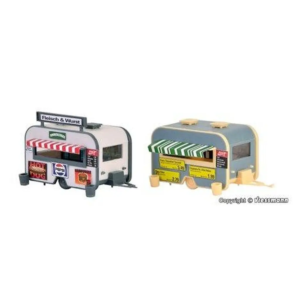 Food Trucks lot de deux caravanes aménagées - Vollmer 45144 - HO 1/87