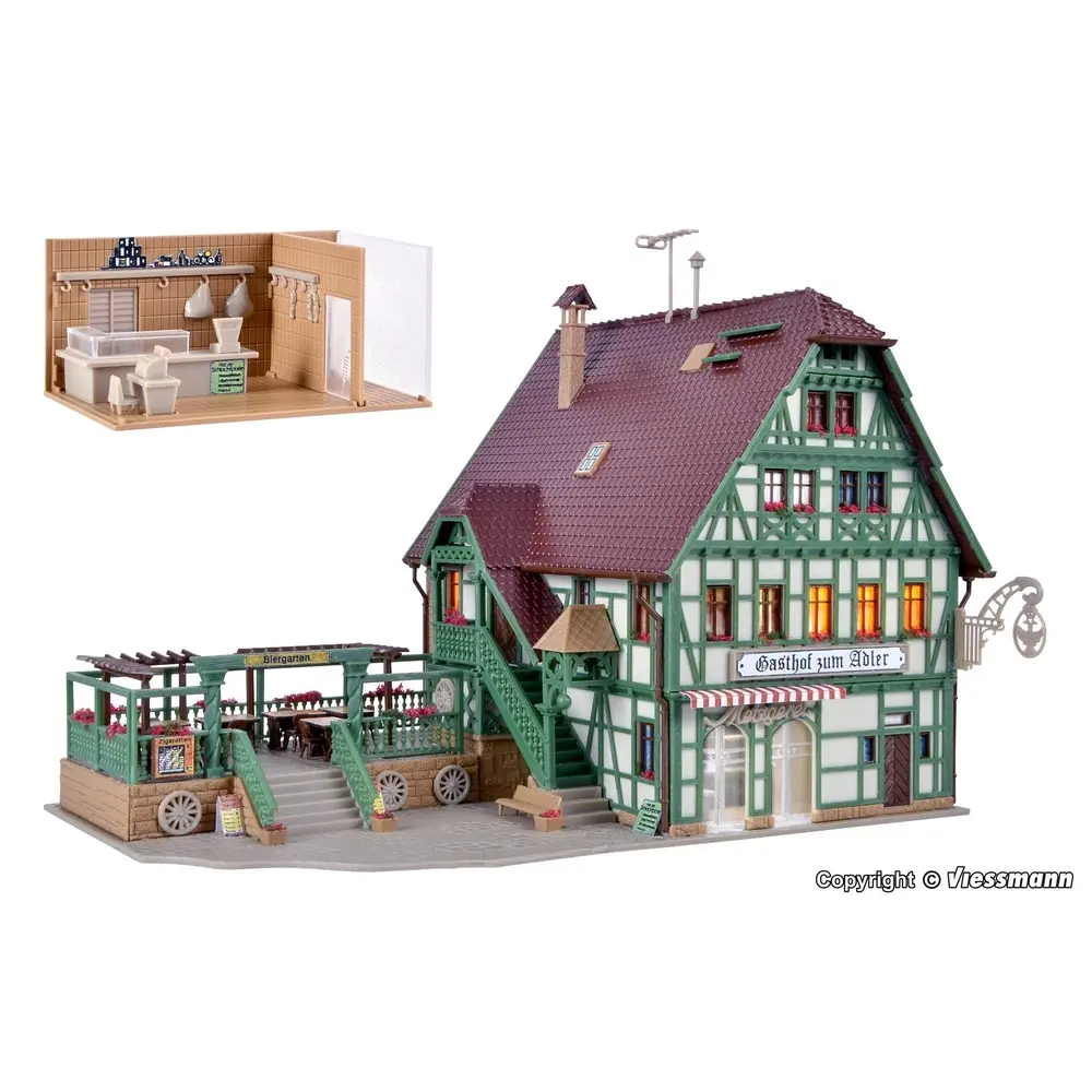 Auberge avec boucherie, aménagement intérieur / éclairage LED VOLLMER 43736 - HO