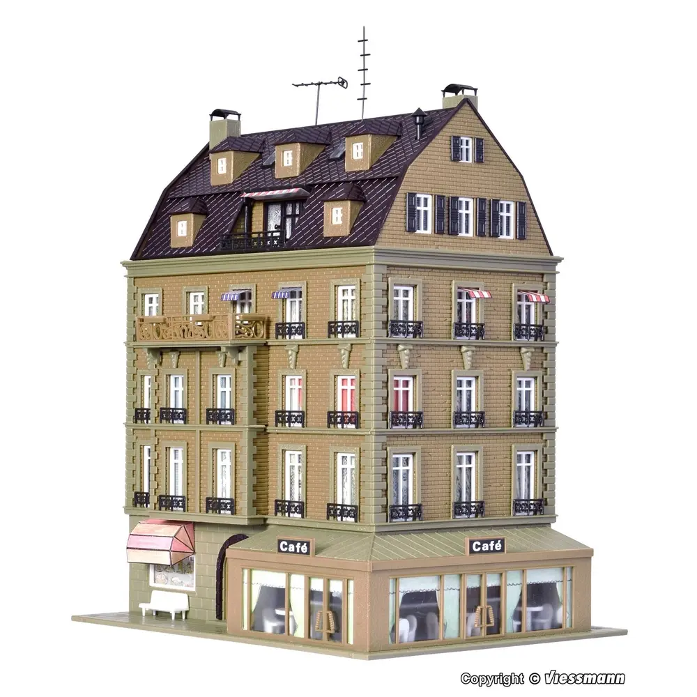 Café 5 étages - Aménagement intérieur et éclairage LED - VOLLMER 43783 - HO 1/87