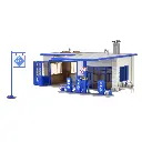 Station service ARAL , Bleu / blanc - VOLLMER 45156 - Échelle HO : 1/87ème - 175 x 150 x 80 mm
