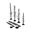 Lot de 70 armatures de pins WOODLAND SCENICS TR1124 - HO 1/87 - 63.5 à 101 mm