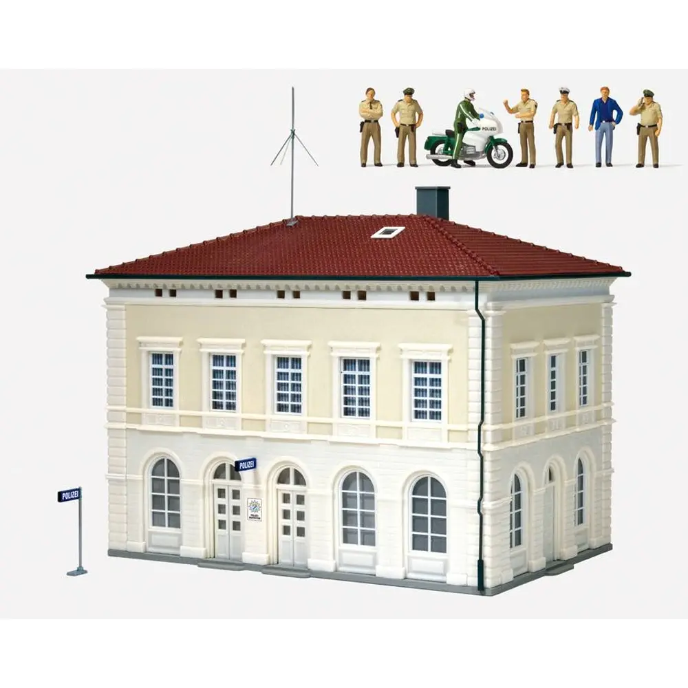 Commissariat de police avec accessoires - Preiser 19000 - HO 1/87