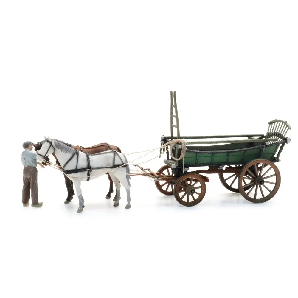 Chariot à foin d'Europe du Nord + figurine - Artitec 387.599 - HO 1/87 