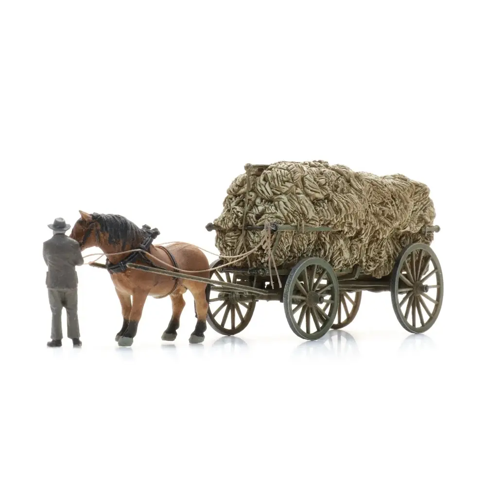 Chariot de récolte de foin + figurine - Artitec 387.619 - HO 1/87 
