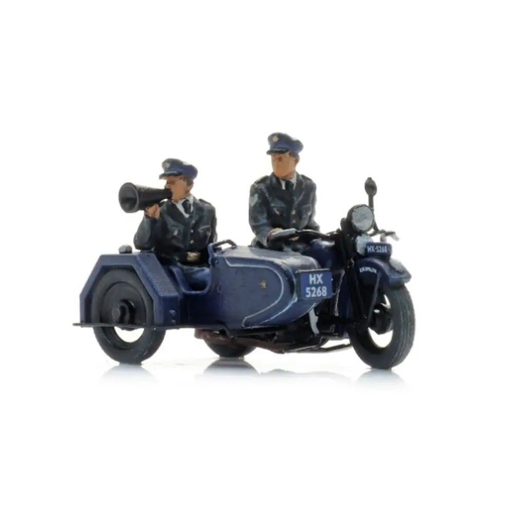Moto de police avec side-car + 2 figurines - ARTITEC 387.580 - H0 1:87