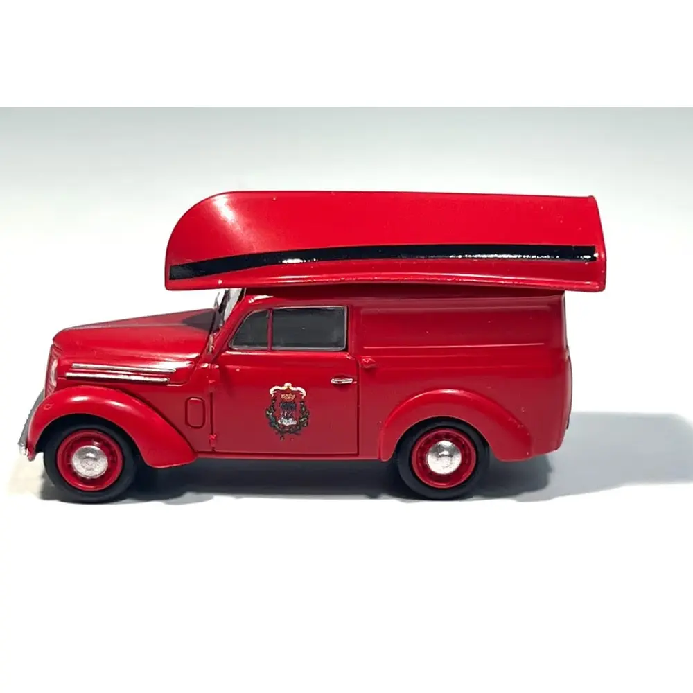 Voiture Renault Juvaquatre "Pompier" + barque - REE CB 203 - HO 1/87