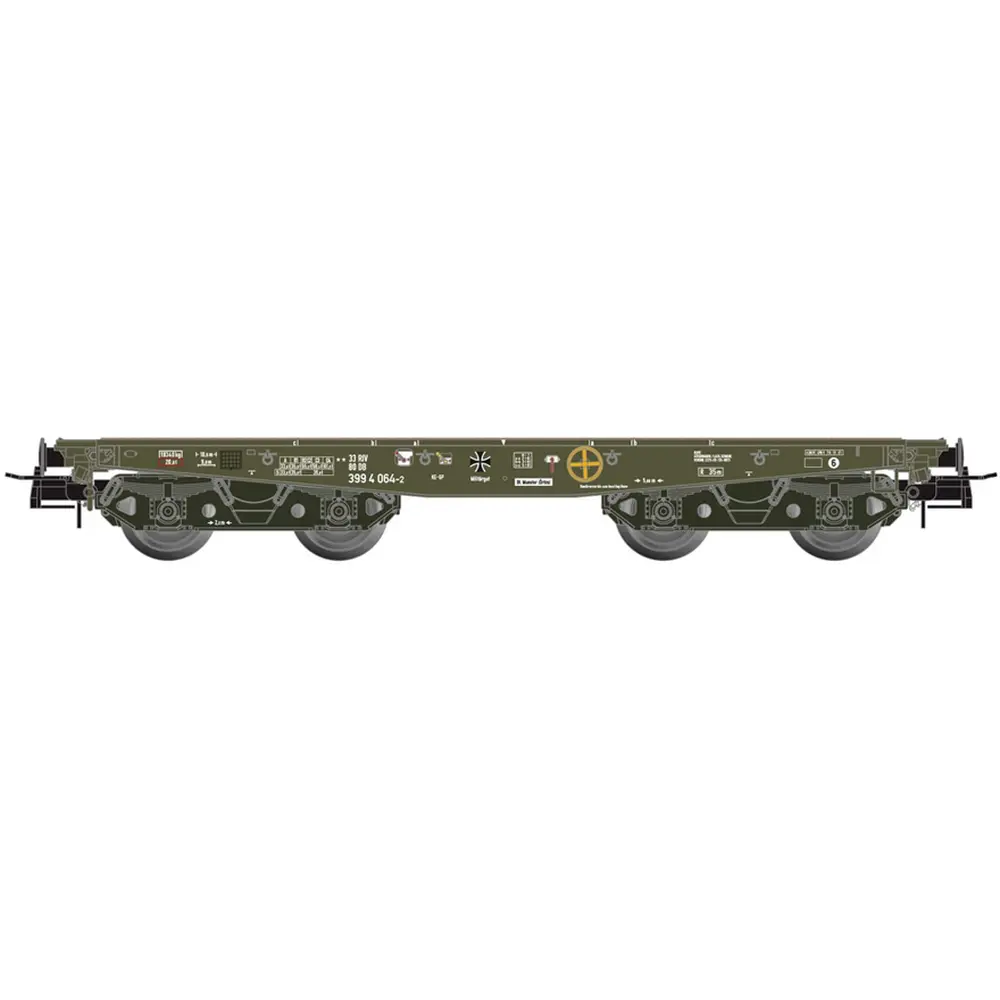 Wagon plat lourd SSy55 USATC 217-8 P - Artitec 20.284.37 - HO 1/87 - DB - Ep IV - 2R