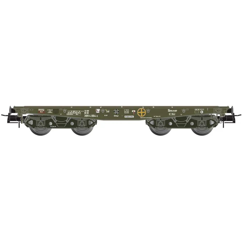 Wagon plat lourd SSy55 vert 064-2 - Artitec 20.284.29 - HO 1/87 - DB - Ep IV-V - 2R