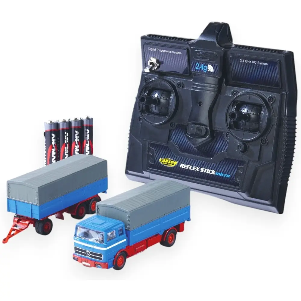 Camion bâché MB 1620 avec remorque 2.4GHz RTR - Carson 500504157 - HO 1/87 