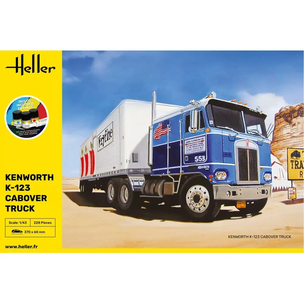 Camion Kenworth K-123 Cabover Avec Semi-Remorque Kit Complet - Heller 56793 - 1/43