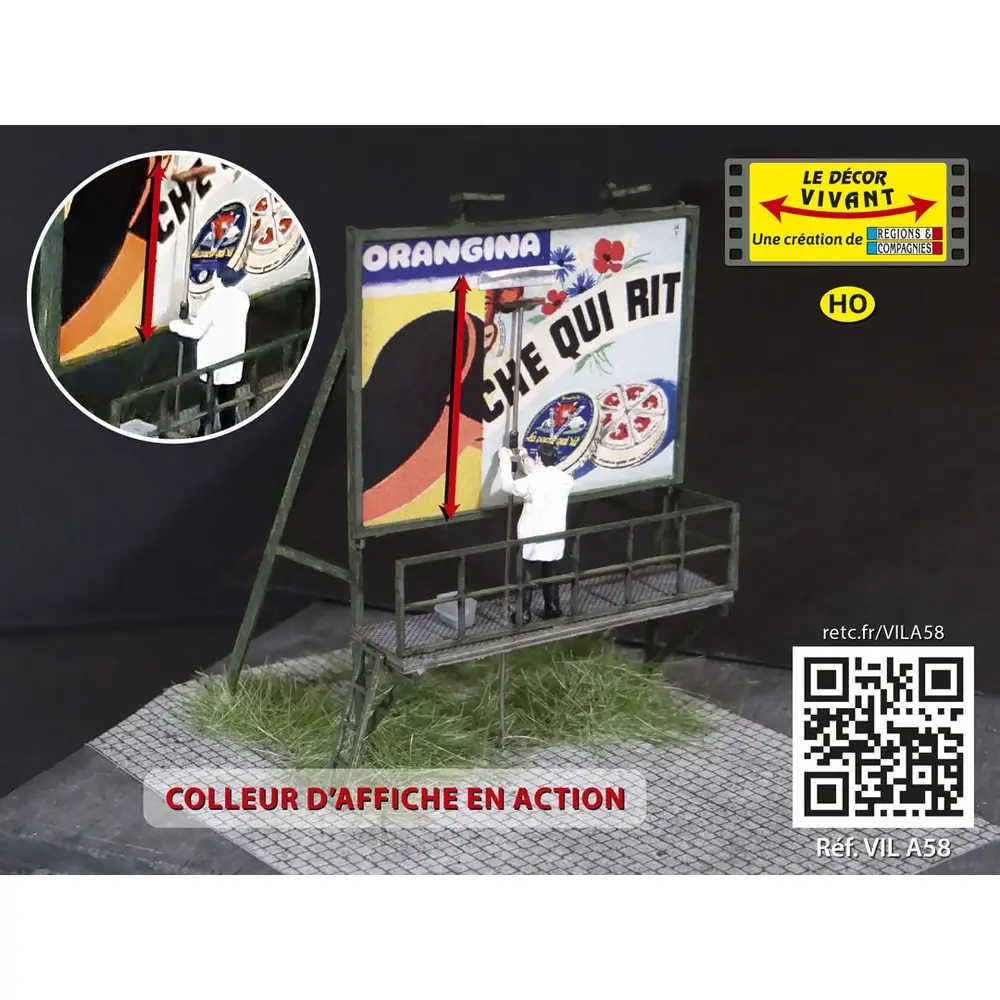 Colleur d’affiche en action - Régions et Compagnies VILA58 - HO 1/87 