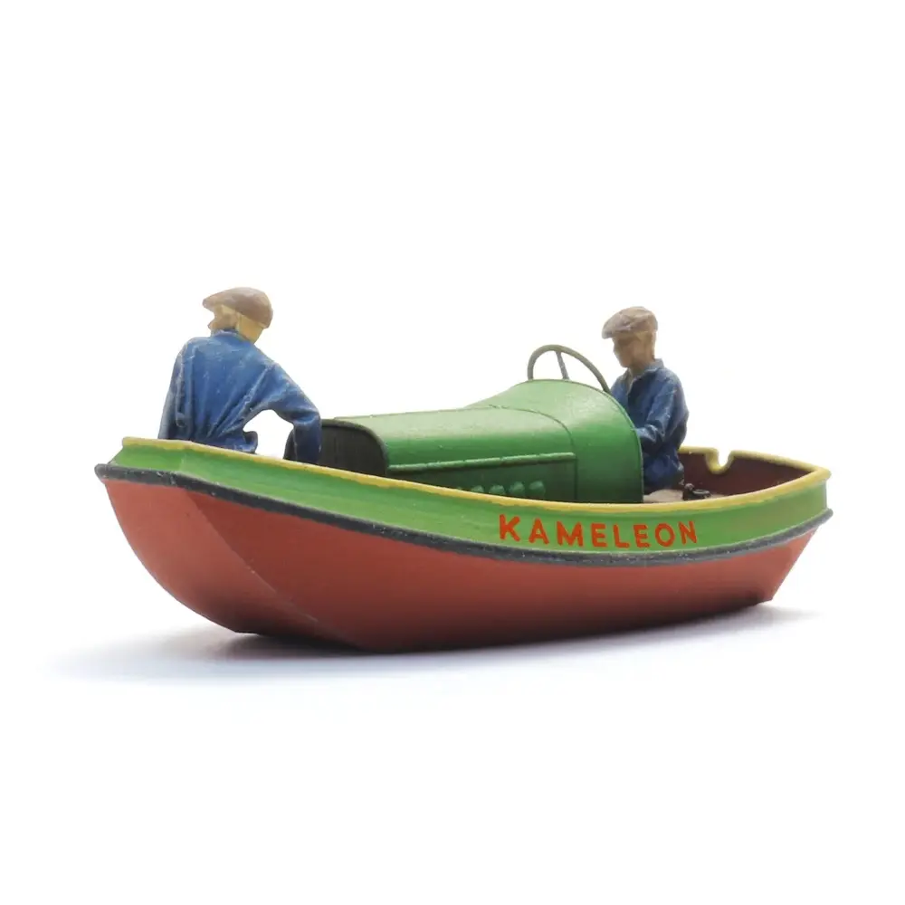 Bateau à Moteur Frison en Acier + 2 Figurines - Artitec 387.587 - HO : 1/87