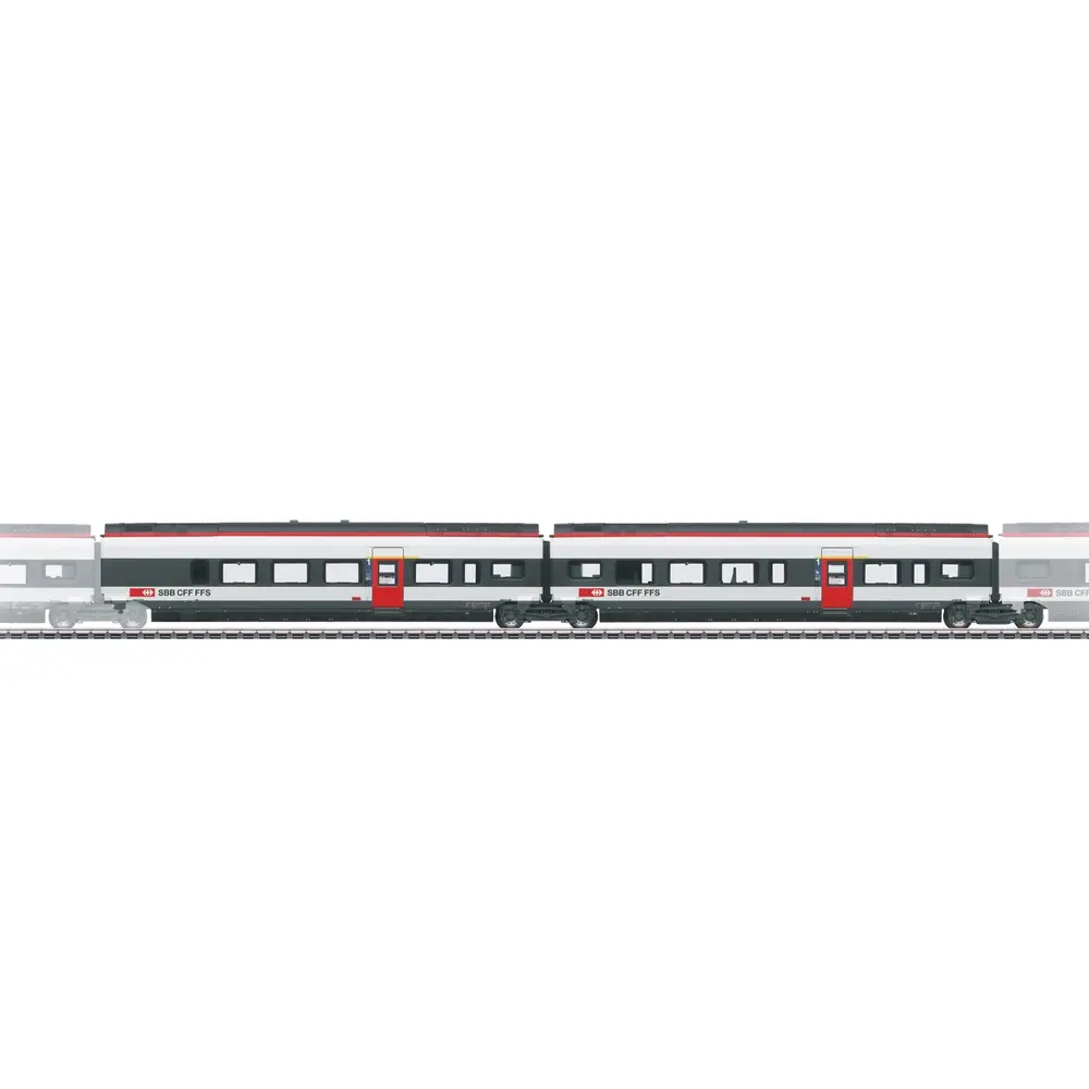 Coffret de 2 voitures complémentaires 3 pour le RABe 501 022 Giruno - Märklin 43453 - HO 1/87 - SBB - Ep VI - 3R