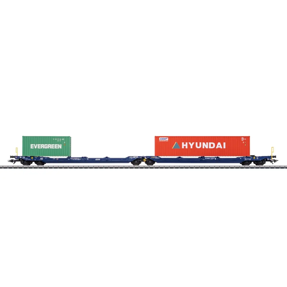 Double wagon porte-conteneurs Sdggmrss - Märklin 47474 - HO 1/87 - Ep VI - privée - 3R