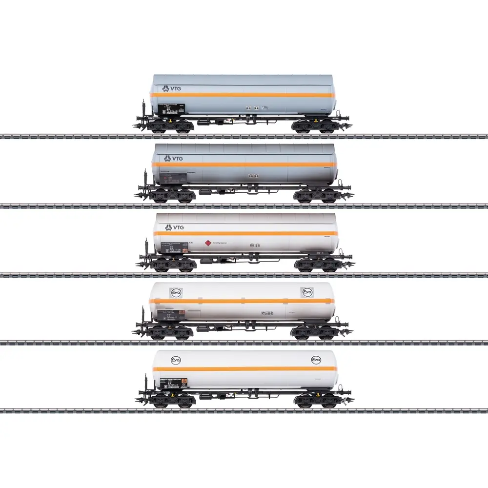 Coffret de 5 wagons citernes pour le transport de gaz sous pression VTG et Eva - Märklin 48480 - HO 1/87 - VTG/Eva - Ep IV - 3R