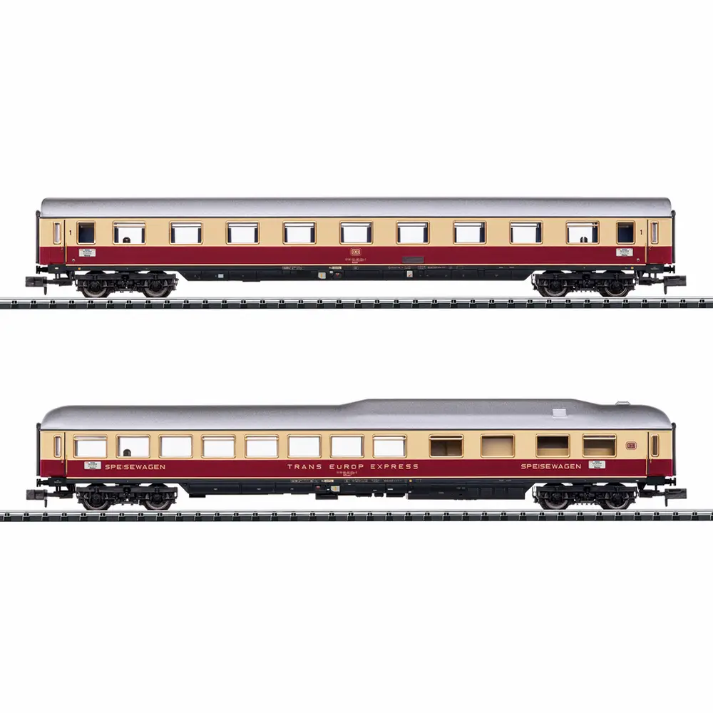Coffret de 2 voitures voyageurs « TEE Rheinpfeil » - Minitrix 15369 - N 1/160 - DB - Ep IV - 2R
